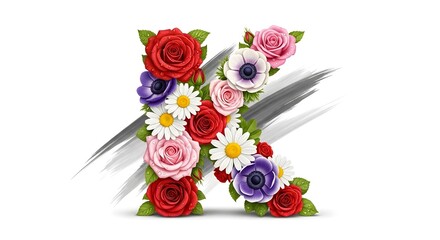 Floral letter K design with flowers