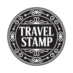 Vintage circular travel stamp design with ornate details