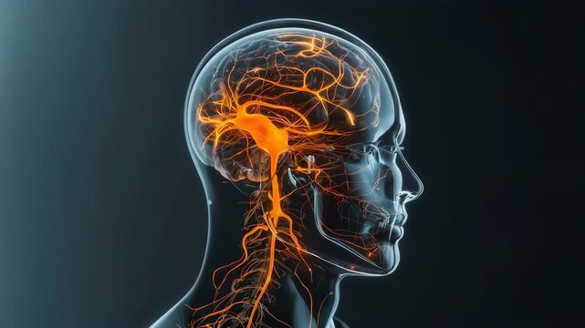A transparent profile view showing vibrant neural pathways reveals a vivid depiction of inner connectivity expressed through branching luminous structures