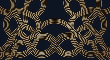 Seamless pattern of golden intertwined lines