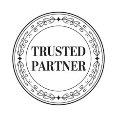 Elegant circular badge design featuring the words trusted partner
