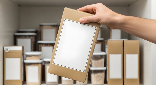 Organized pantry with labeled containers and boxes for food storage and kitchen organization ideas and tips