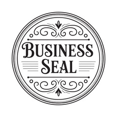 Ornate circular business seal stamp design