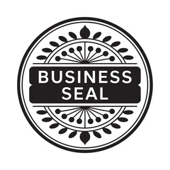 Circular business seal with decorative elements and text