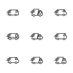 Delivery Icon vector isolated on white background. Fast Delivery Icon. Fast shipping delivery truck. Truck icon delivery