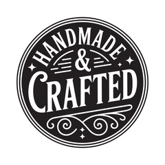Vintage handmade and crafted circular emblem logo