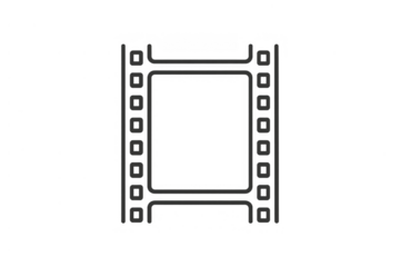 Film strip outline icon representing cinema, movie production, and video editing symbols on transparent background