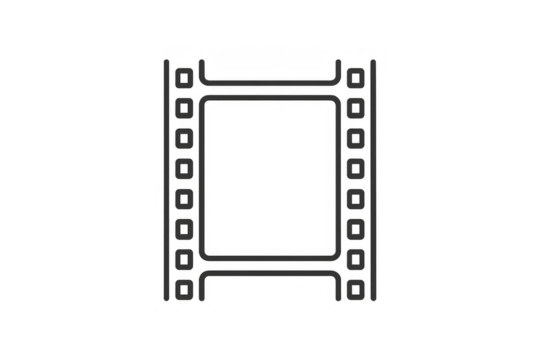 Film strip outline icon representing cinema, movie production, and video editing symbols on transparent background - Powered by Adobe