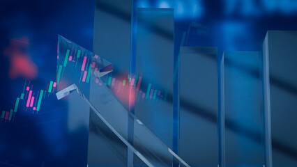 The Chart and arrow for Business concept 3d Rendering.