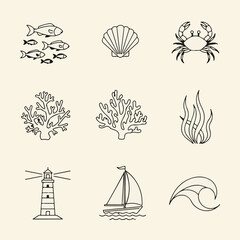 Naklejka premium Ocean & Nautical Icons