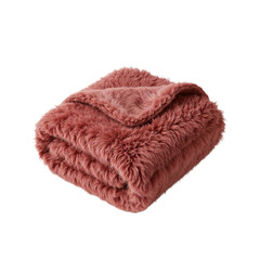 Fototapeta premium Luxurious faux fur throw blanket in dusty rose hue on a dark backdrop for comfort