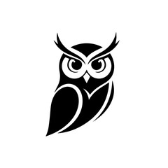 Black and white owl illustration, symbolizing wisdom and knowledge, perfect for educational or spiritual branding