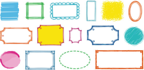Colorful Hand-Drawn Frame Collection with Artistic Scribble Accents