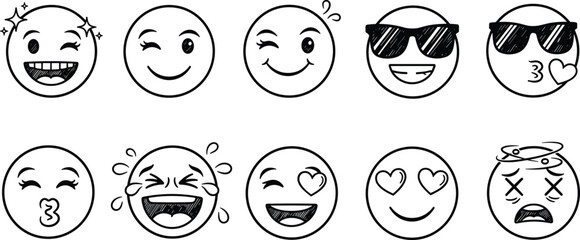 Expressive Emoji Collection Hand-Drawn Emoticons for Digital Communication