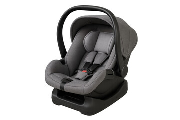 Naklejka premium Grey infant car seat, providing baby safety and security for comfortable travel, cutout on transparent background