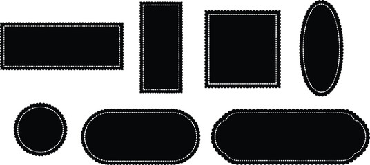 Set of Ornamental Black Shape Frames with Dotted Edges for Decoration