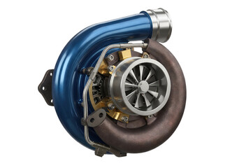 Turbocharger with blue cover component for car engine power boosting performance
