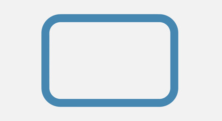 Simple Blue Rounded Rectangle Frame on White Background for Design and Layout