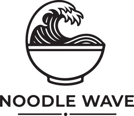 Noodle Wave brand logo featuring a stylized ocean wave within a simple ramen bowl, representing Asian cuisine, Japanese food, and culinary experiences.