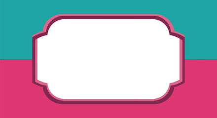 Elegant label design with vibrant teal and pink background, ideal for presentations