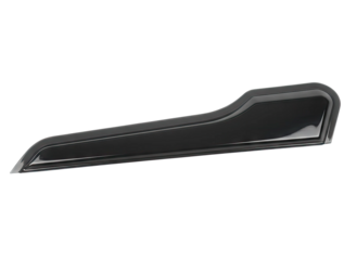 Black glossy car trim panel part placed on transparent checkered background