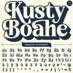 Groovy Retro Vintage Serif Bold Font alphabet vector file	