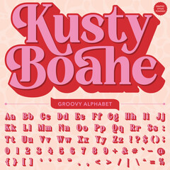 Groovy Retro Vintage Serif Bold Font alphabet vector file	