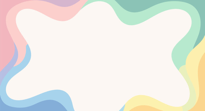 Pastel color frame with organic shapes offering a versatile background for creative designs and