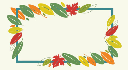 Autumnal frame with colorful leaves, perfect for seasonal greetings and invitations, creating a