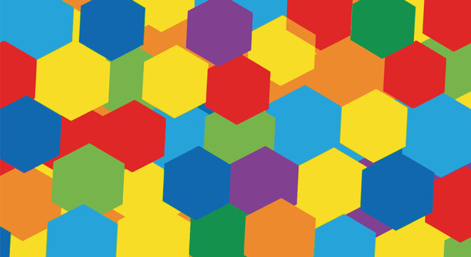Colorful geometric honeycomb pattern background ideal for modern vibrant designs and presentations - Powered by Adobe