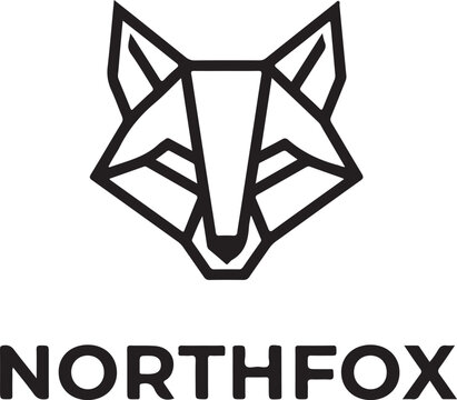  Geometric Fox Head Logo with NORTHFOX Text, Modern Minimalist Line Art Design for Branding and Digital Identity.