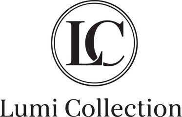 Lumi Collection Logo Elegant Black and White LC Monogram Emblem, Minimalist Brand Identity Design for Fashion or Luxury