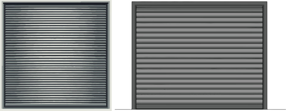 Grey Roller Shutters and Blinds Architectural Vector Elements