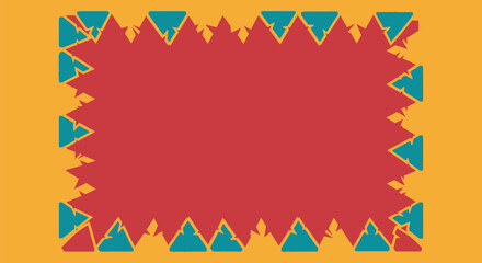 Abstract geometric background with vibrant colors and triangle elements frame border