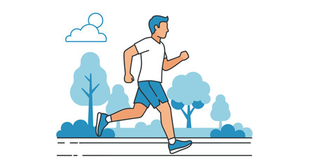 Man running in the park for exercise, promoting a healthy lifestyle and wellness in nature