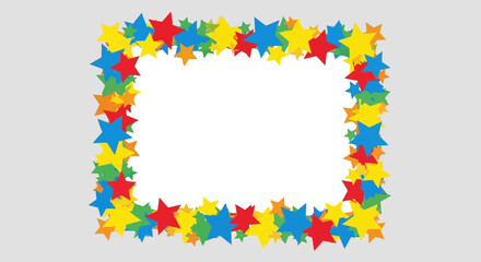 Colorful star frame background with vibrant stars creating a festive border design