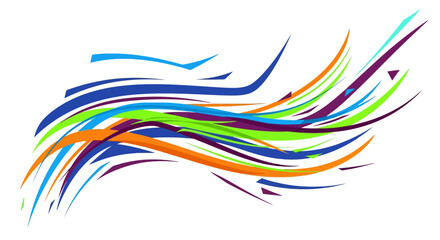 Dynamic abstract vector background with colorful wavy lines and geometric shapes ideal for modern