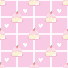 Pastel Pink Kawaii Dessert Seamless Design