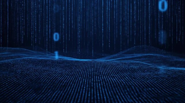 Digital Landscape: Abstract Binary Code Terrain