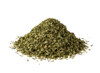 Dried parsley flakes ingredient for aromatic culinary seasoning food on transparent