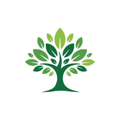 tree symbol vector flat leaves badge for nature and green brand