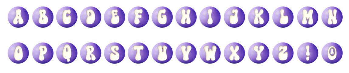 Purple Circular Alphabet Buttons – A to Z UI Elements