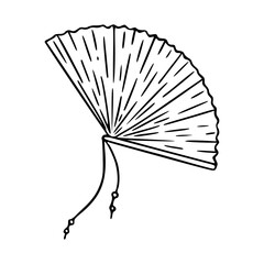 Asian Japanese style fan line art