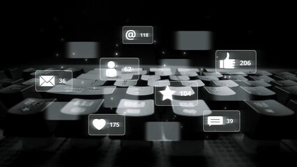Social media engagement with interaction metrics showing comments, social media reactions, social media messages, and social media connections. Marrow