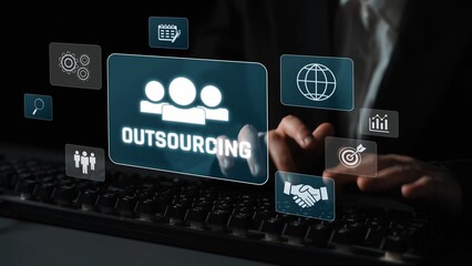 Outsourcing concept showing collaboration, delegation, global workforce, productivity, and task management through remote teams and external service providers Marrow