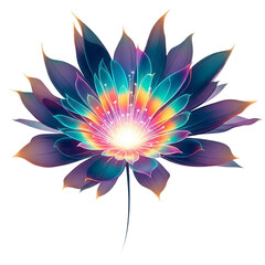 Radiant flower with rainbow glow isolated on transparent background