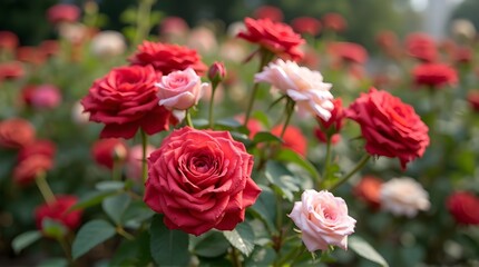 roses bloom in large numbers