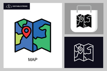 Map lineal color icon	