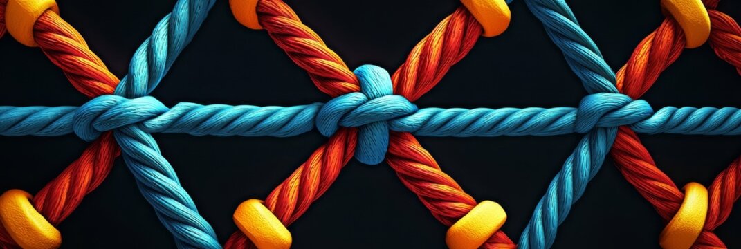 Outdoor Adventure Concepts Featuring a Net of Colored Ropes