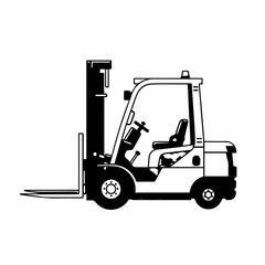 Fototapeta premium Forklift Truck Lifting Pallet In Industrial Setting.